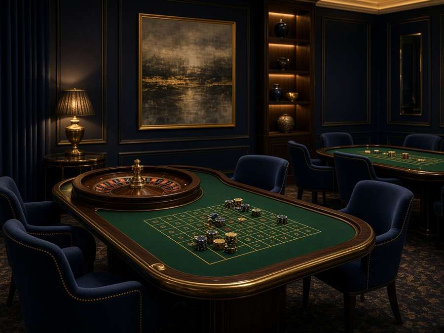 Salon de jeux de table aux lumières tamisées